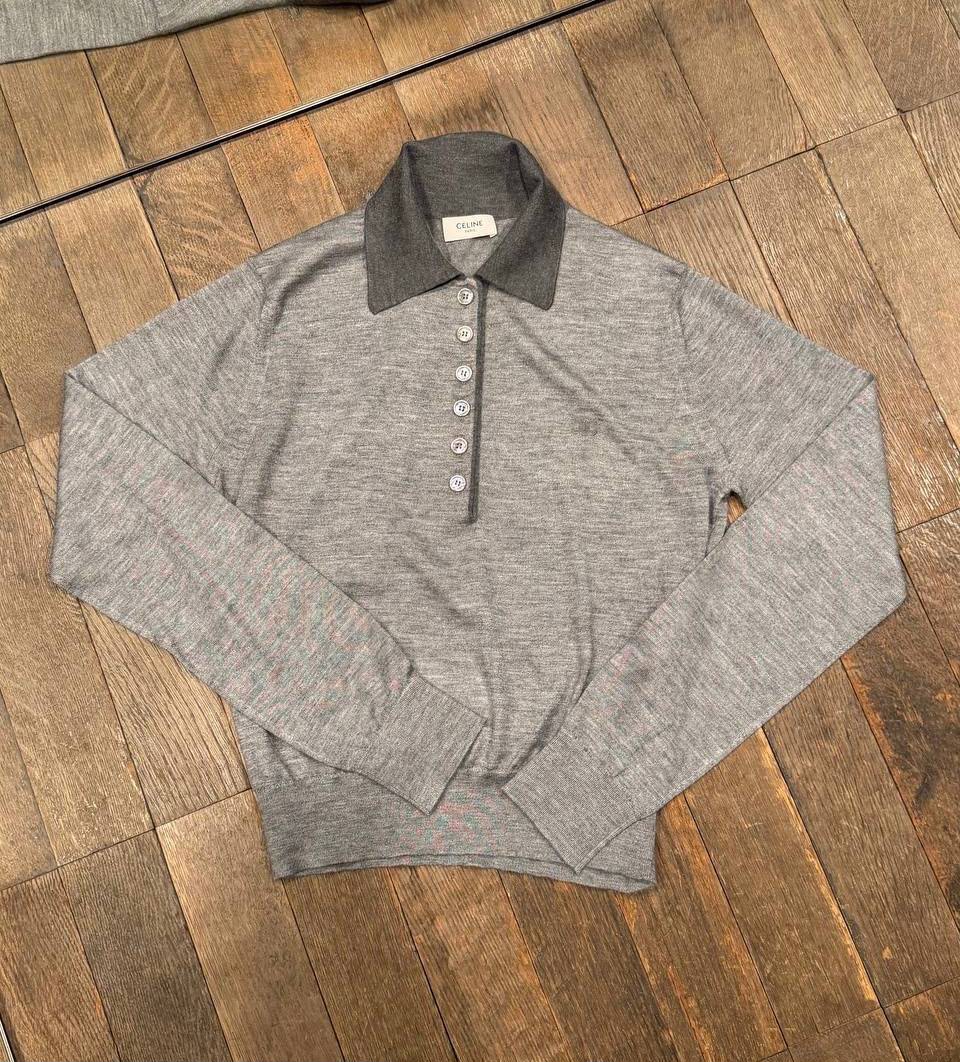 Long-Sleeved Polo Sweater in Wool