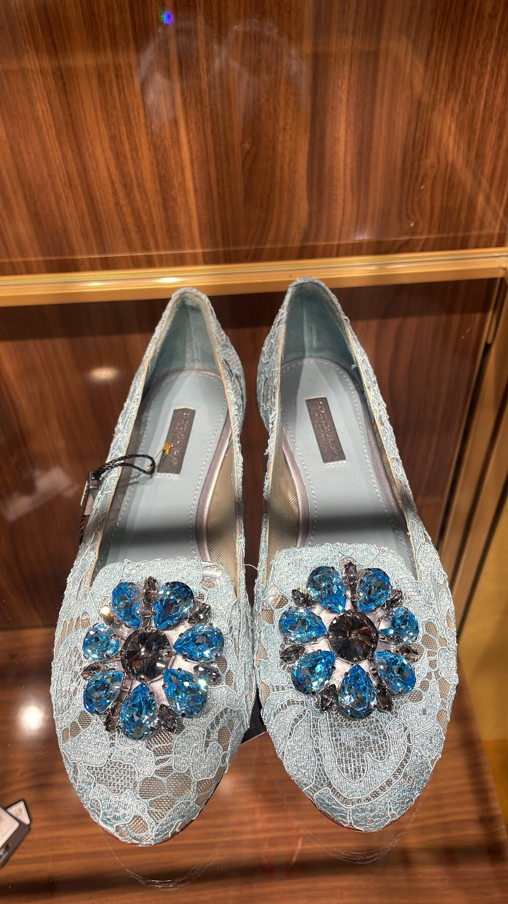 Lace Loafers with Crystal Brooch