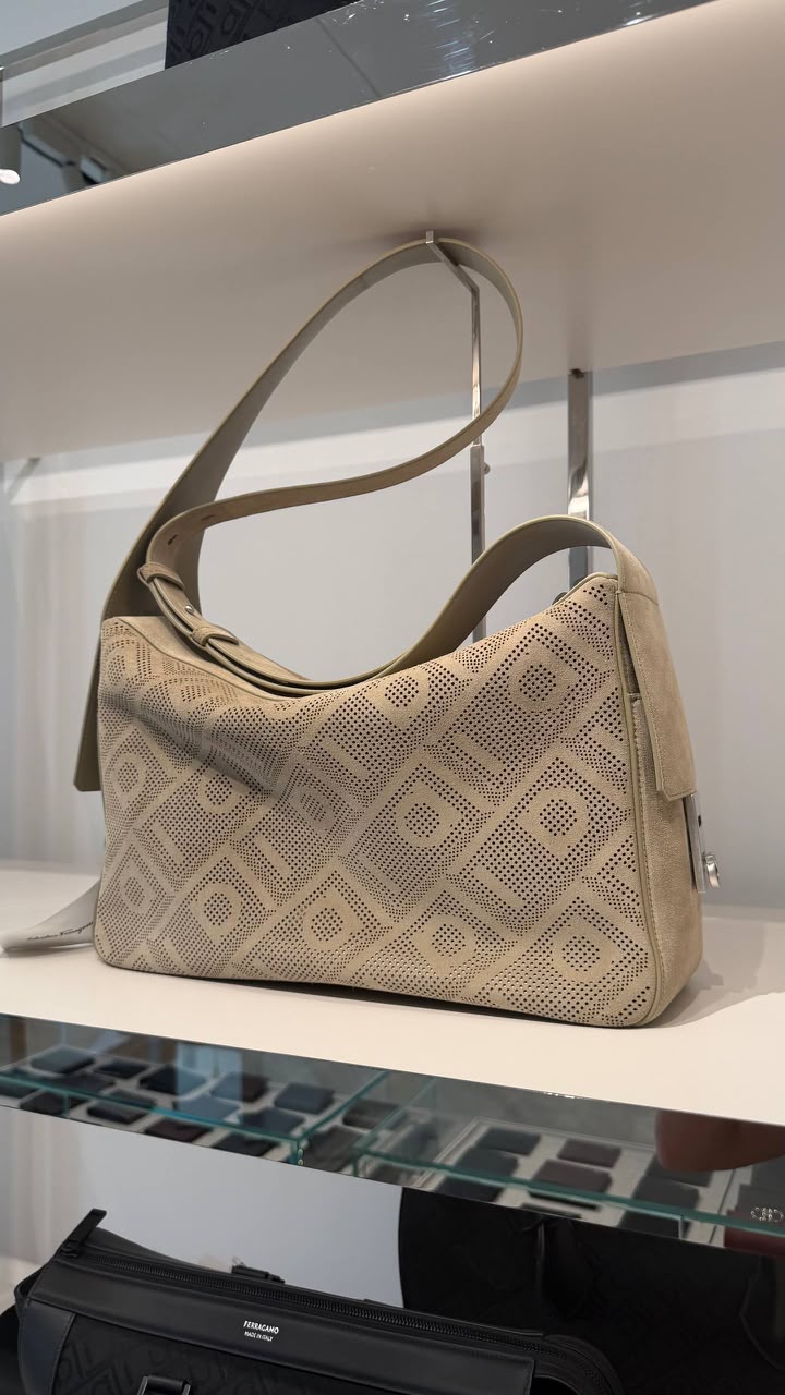 Ferragamo Perforated Gancini Hobo Bag