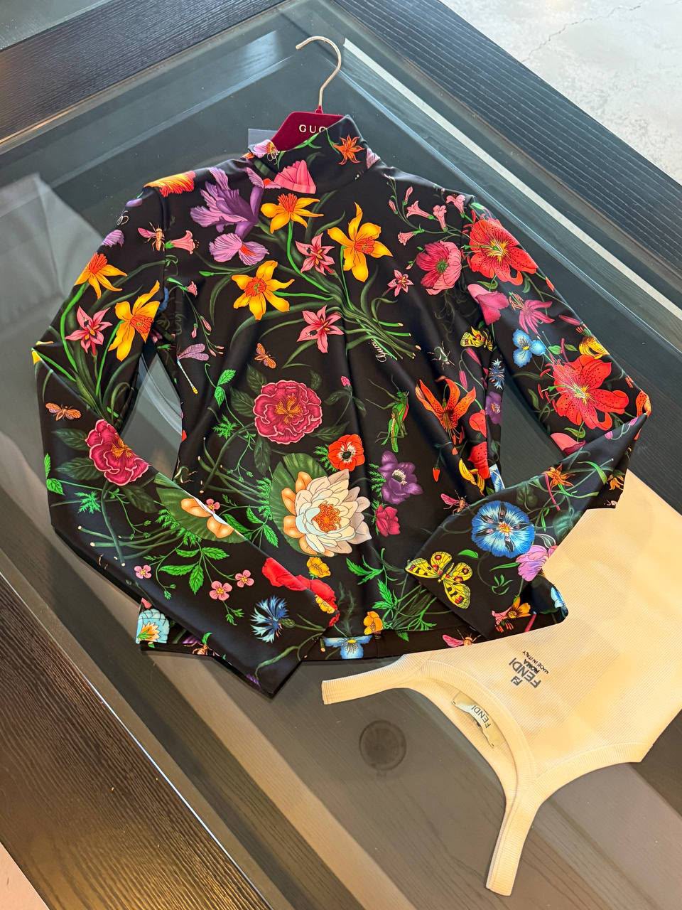 Flora Print Mock Neck Long Sleeve Top