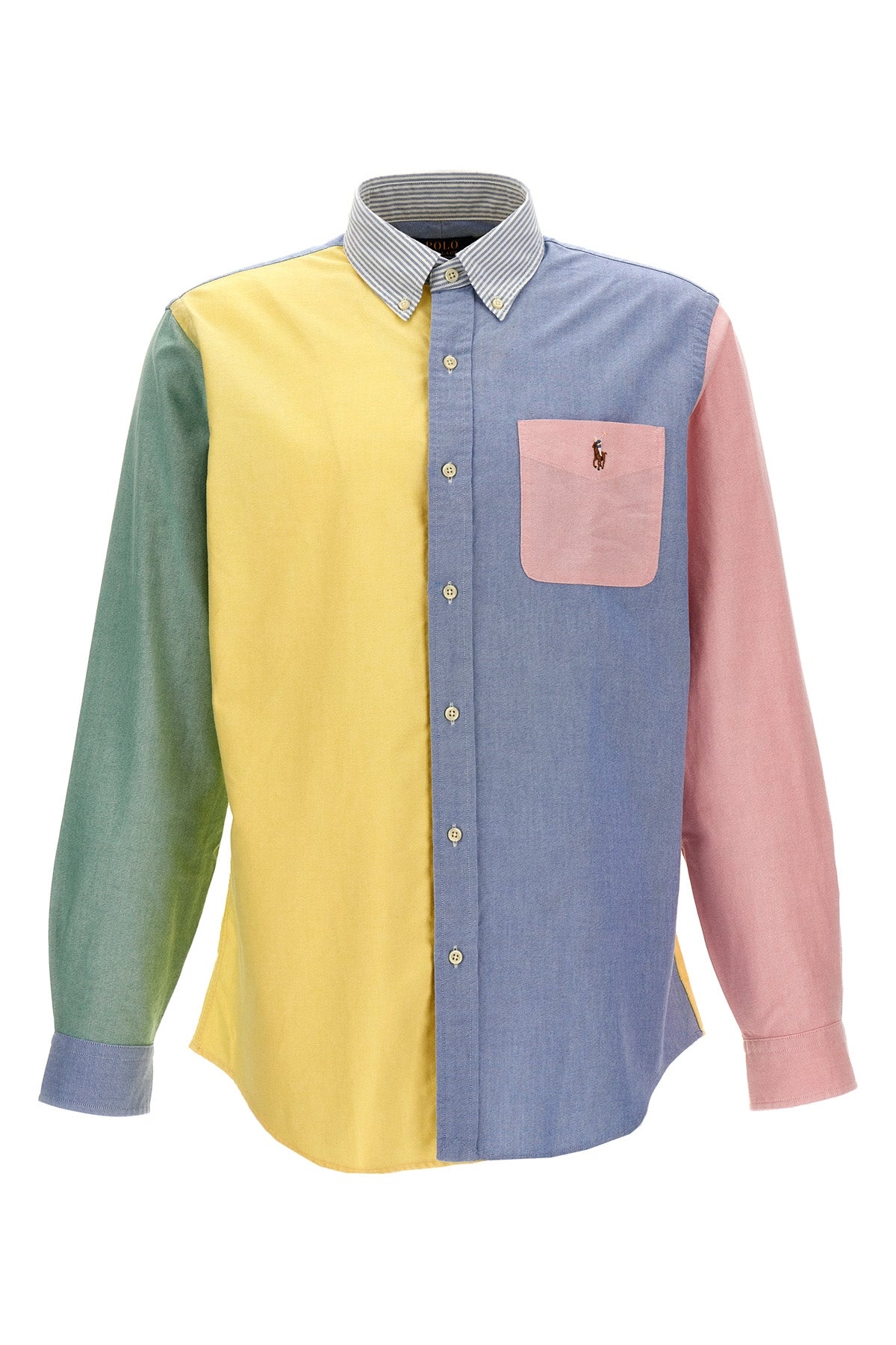 Patchwork shirt with logo embroidery