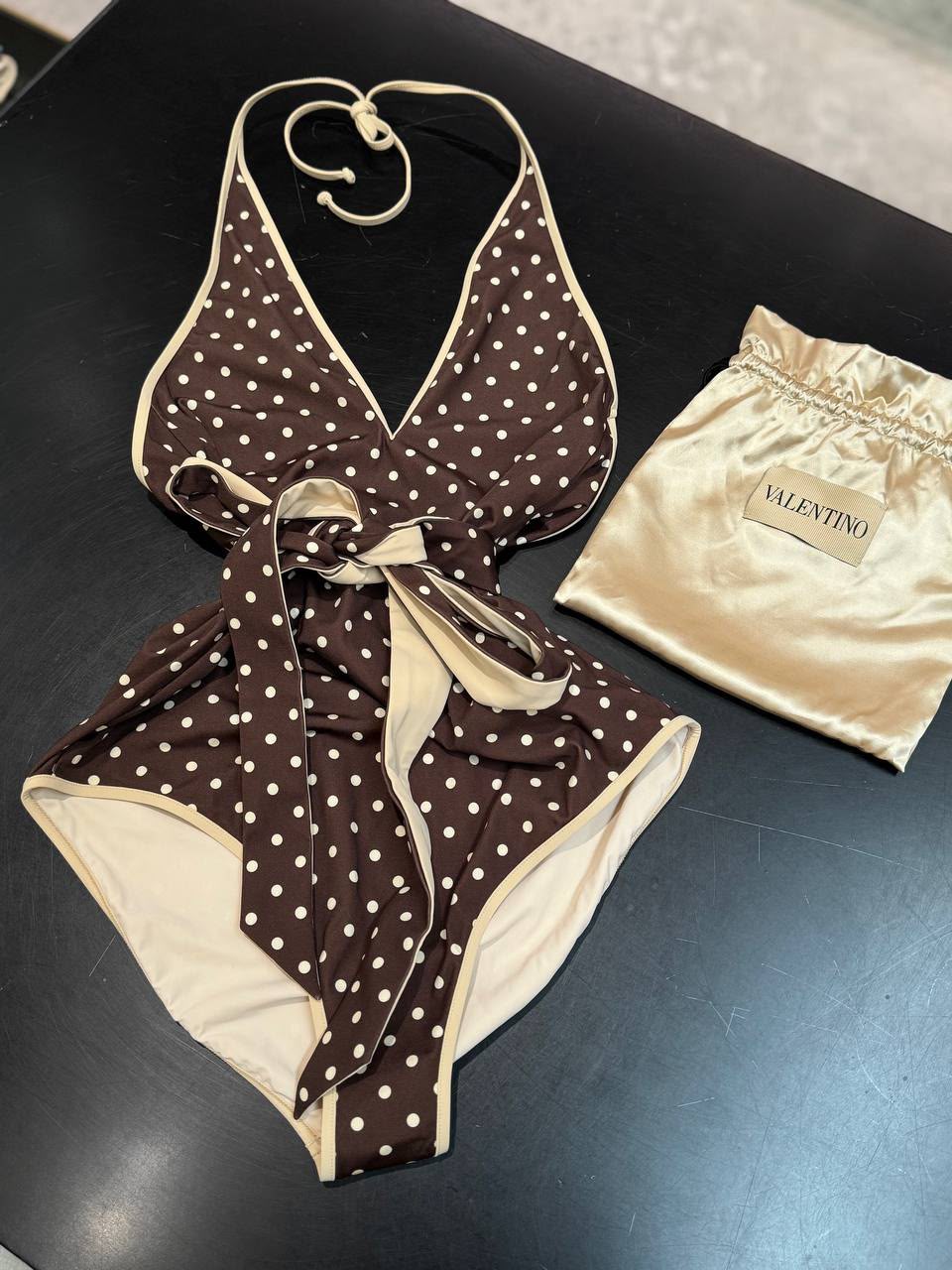 Polka Dot Halterneck One-Piece Swimsuit