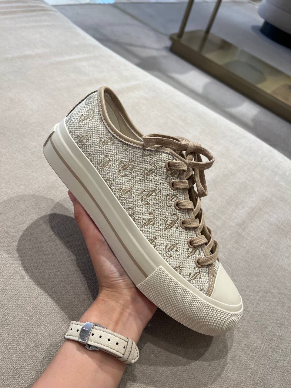 JC Monogram Canvas Low-Top Sneakers