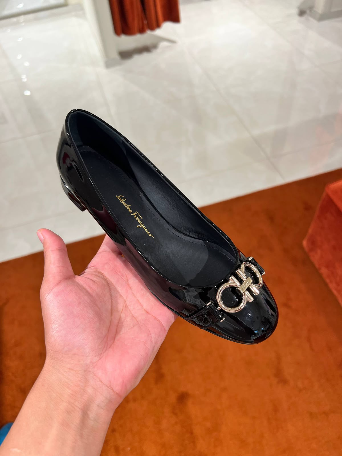 Gancini Patent Leather Ballet Flats