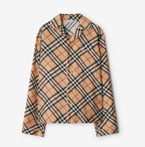 Check Cotton Pajama Shirt