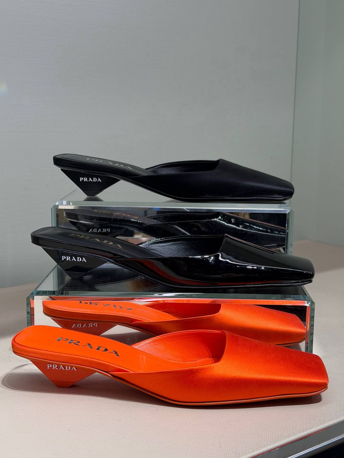 Satin and Patent Leather Mules