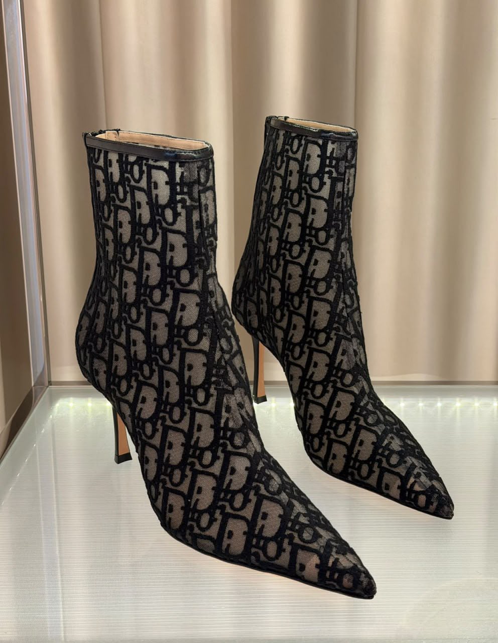 Mesh Oblique Ankle Boots