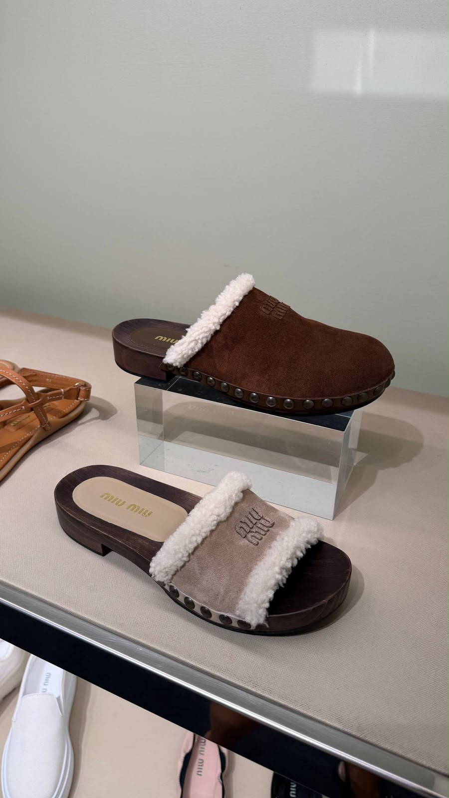 Suede and Shearling Clogs/Slides