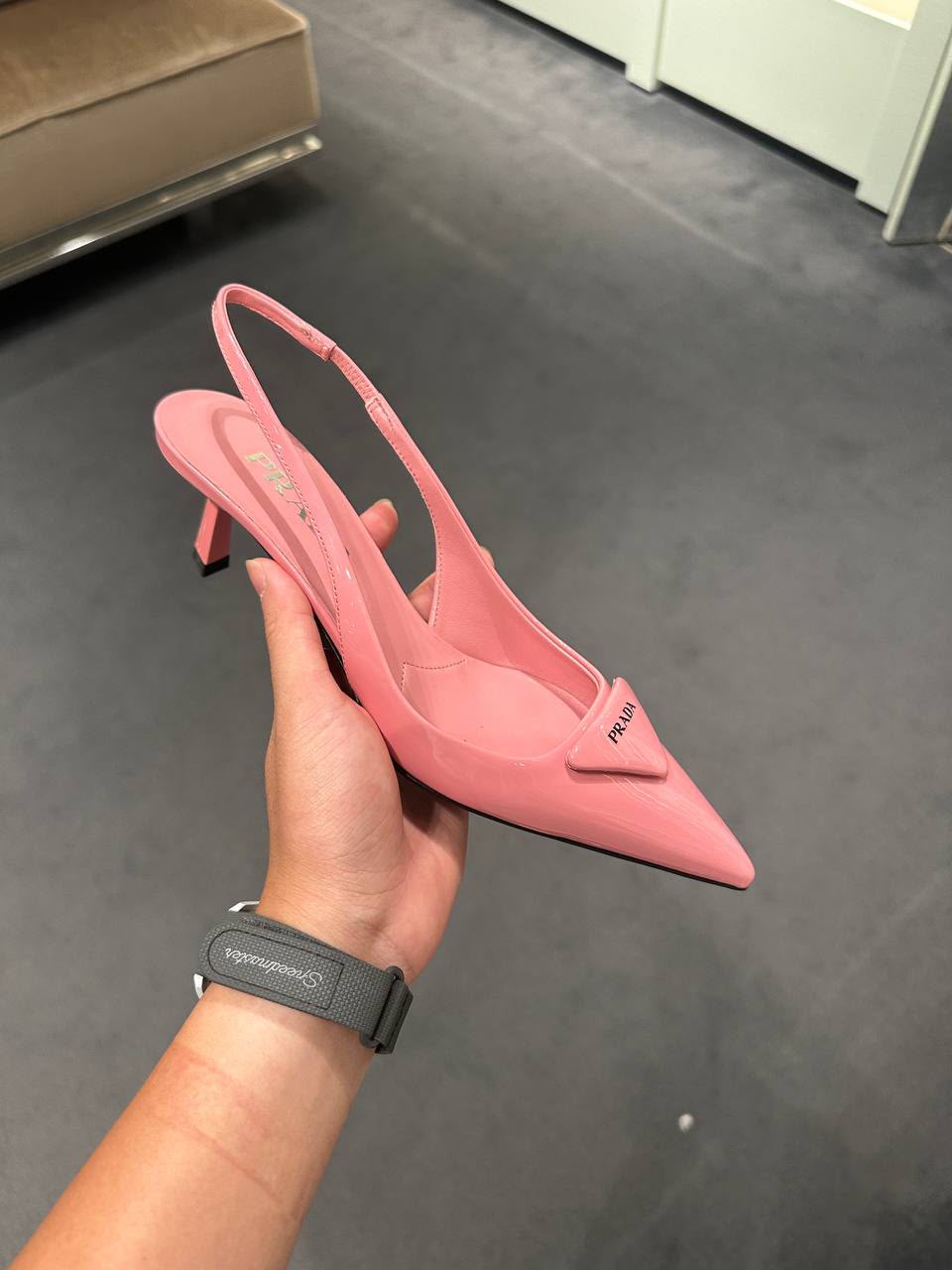 Patent leather slingback pumps