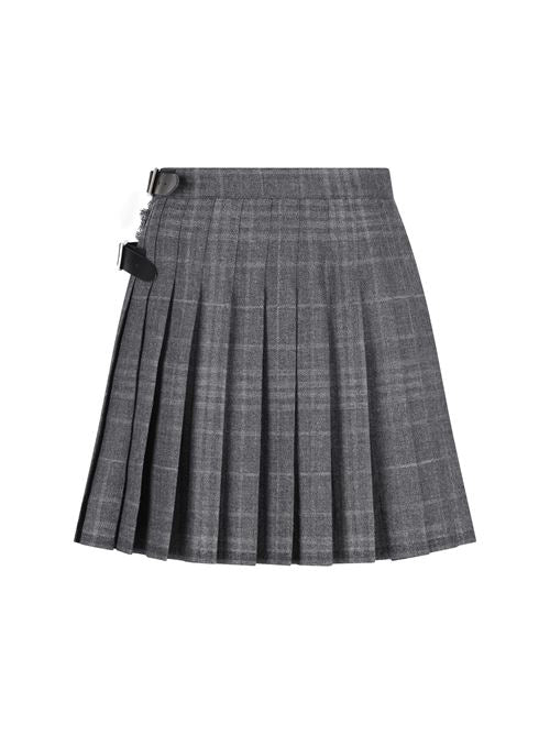 Minigonna a Pieghe in tartan grigio effetto ombreggiato