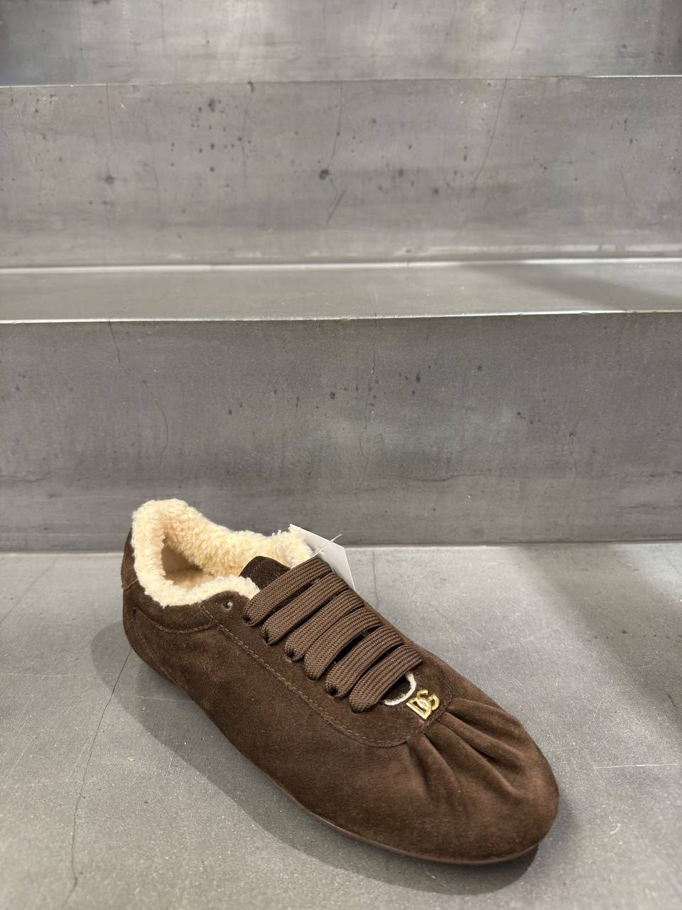 Suede shearling-lined sneakers