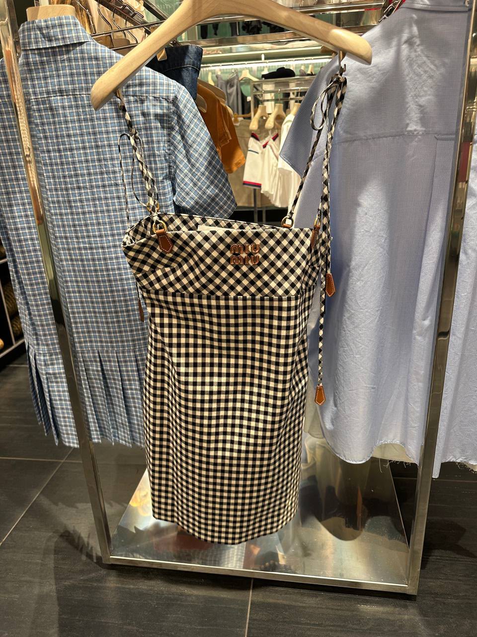 Gingham check poplin dress