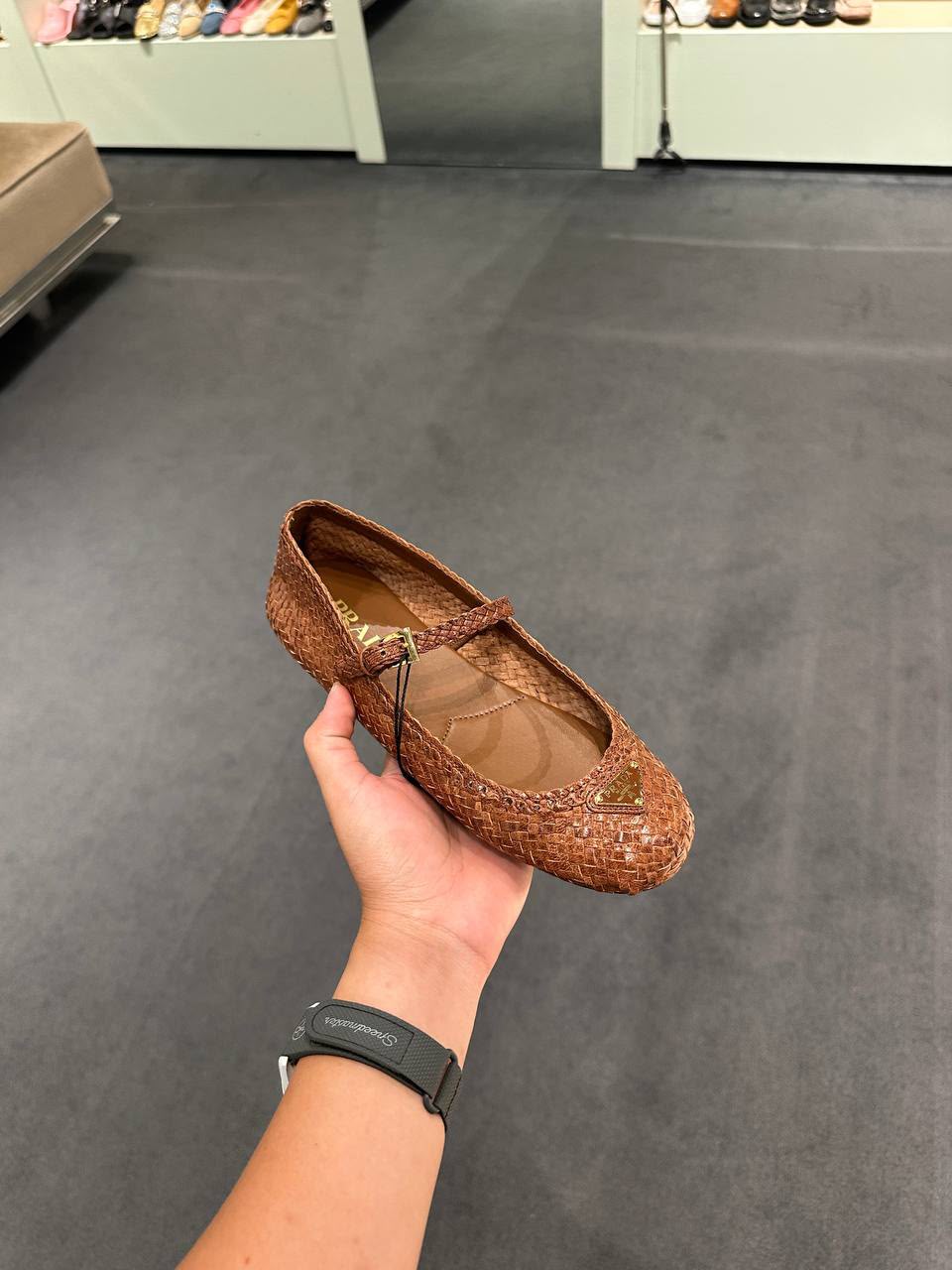 Woven Leather Mary Jane Flats