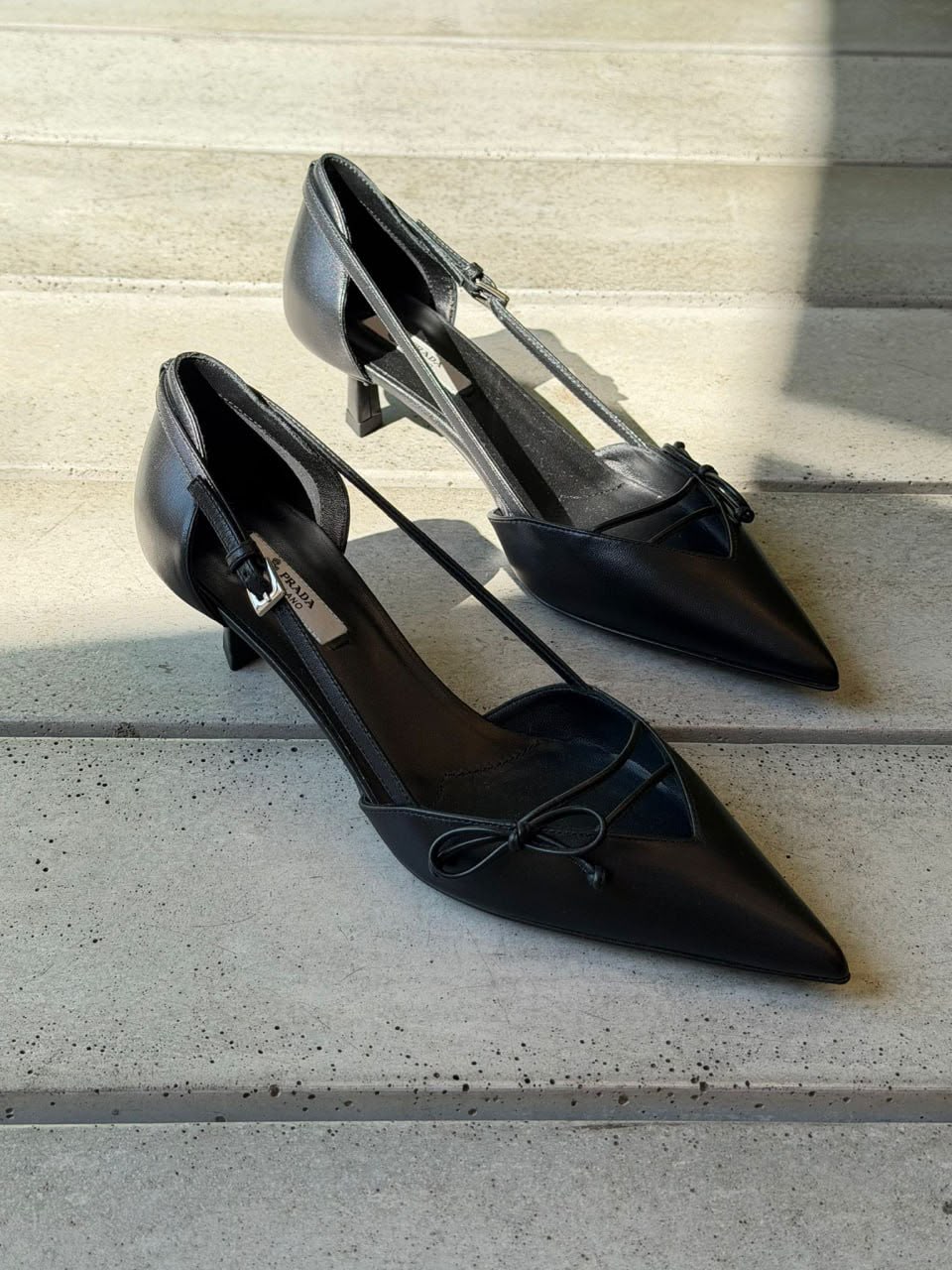 Brushed leather slingback pumps