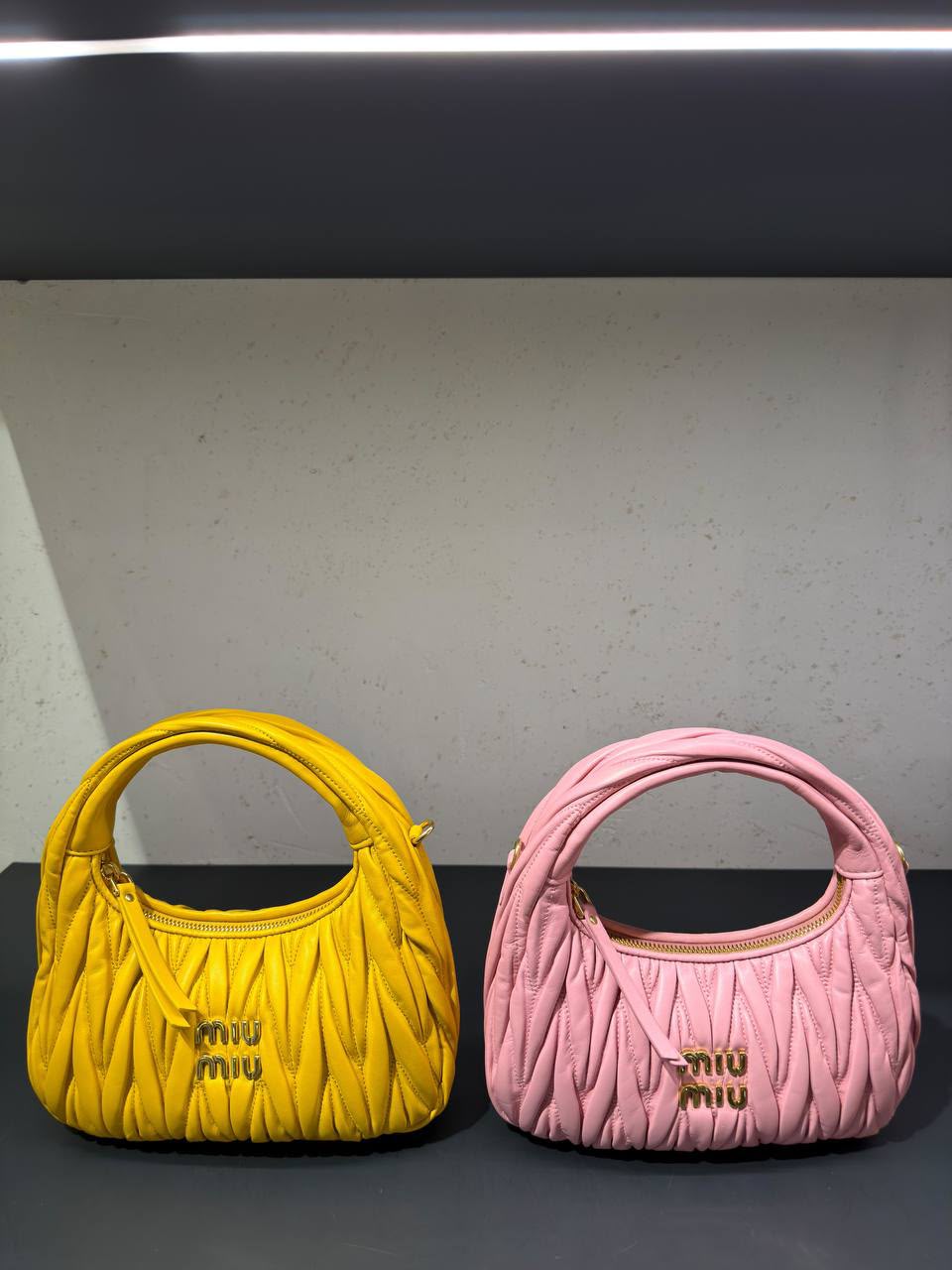 Miu Wander Matelassé Nappa Leather Mini Hobo Bag