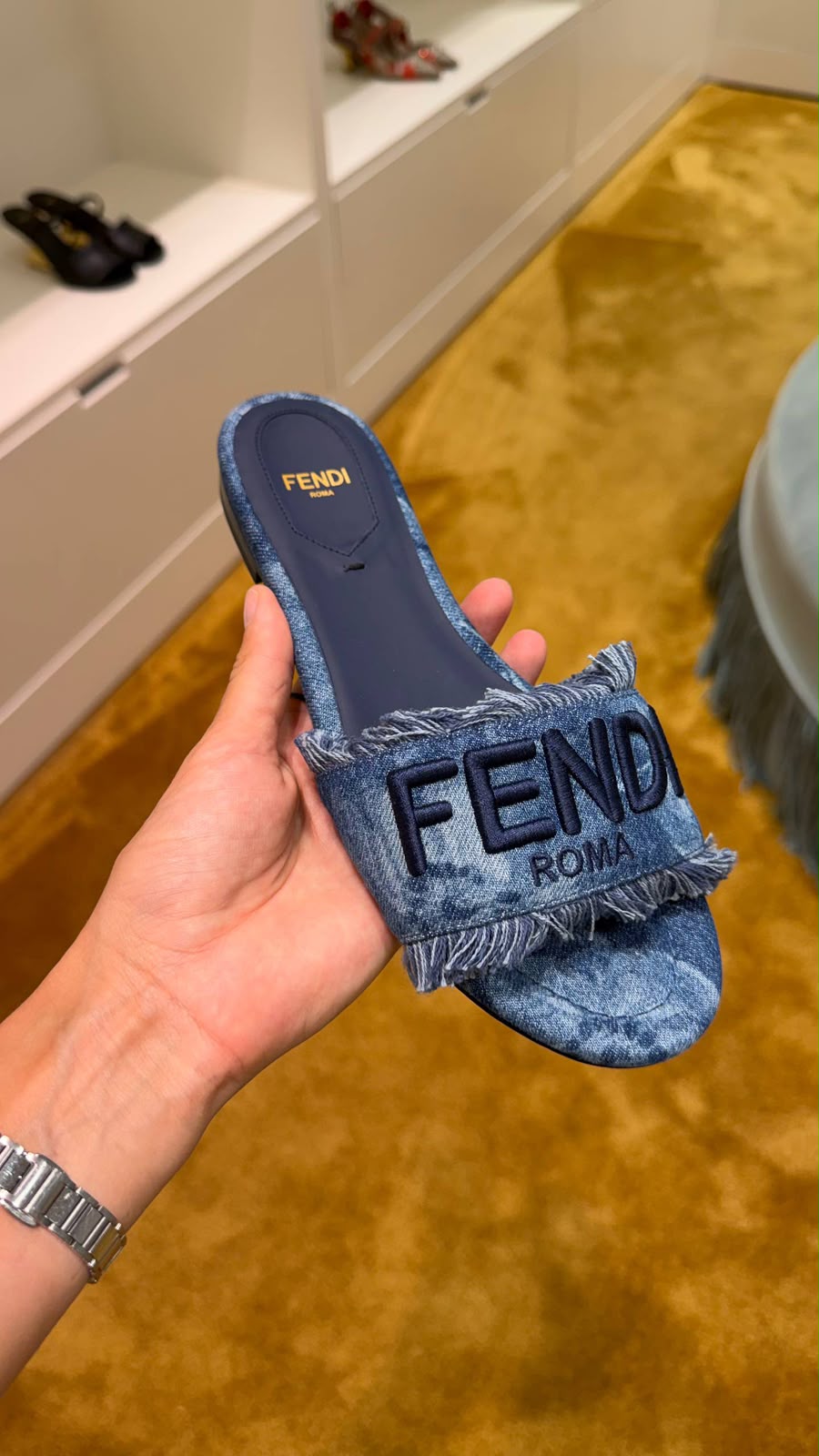 Roma Denim Slides