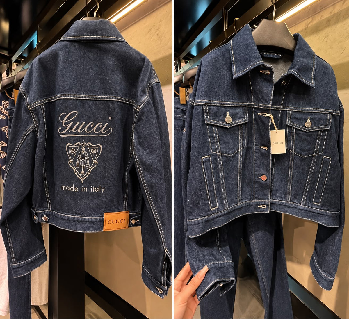 Denim Jacket with Logo and Crest