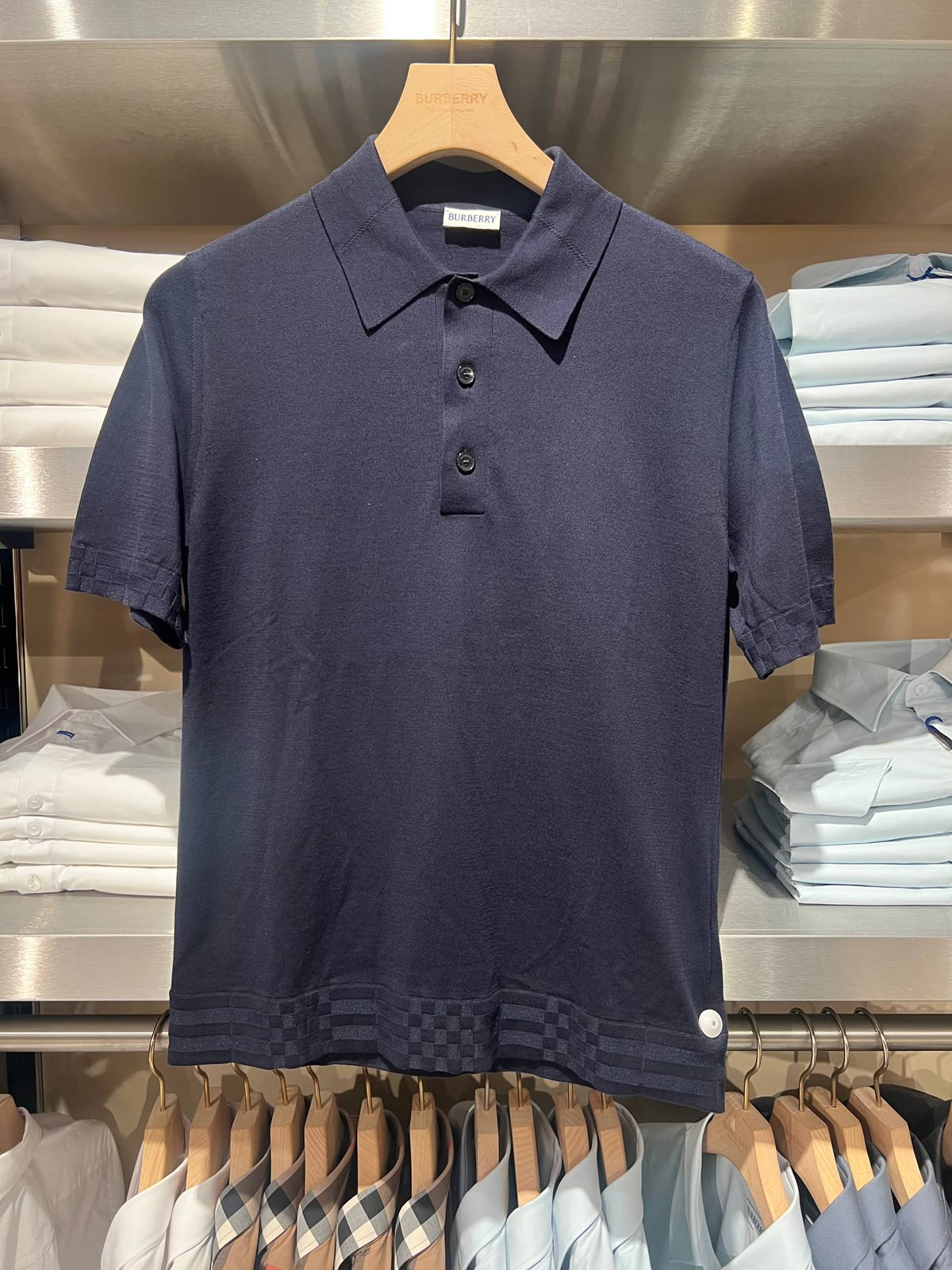 Check Detail Knitted Polo Shirt