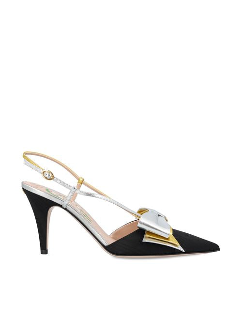 Décolleté Slingback in tessuto moiré