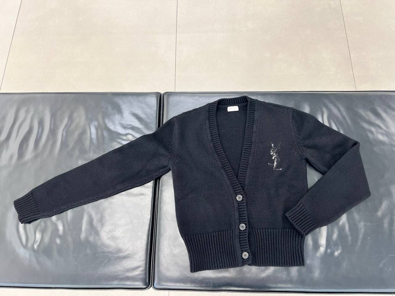 YSL Monogram Sequin Cardigan in Wool