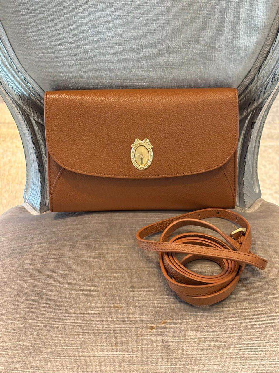 Vintage Dior Leather Clutch with Detachable Strap