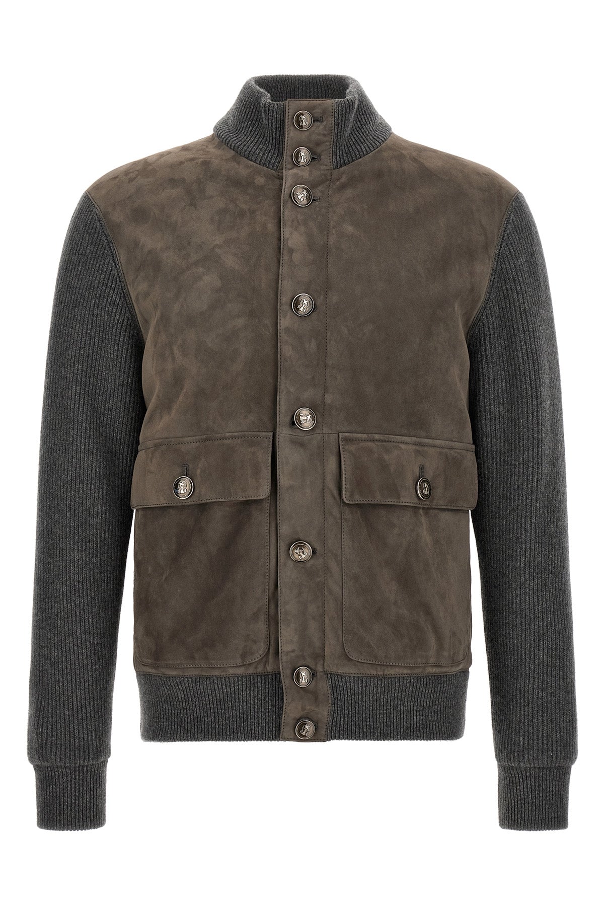 Suede and wool jacket