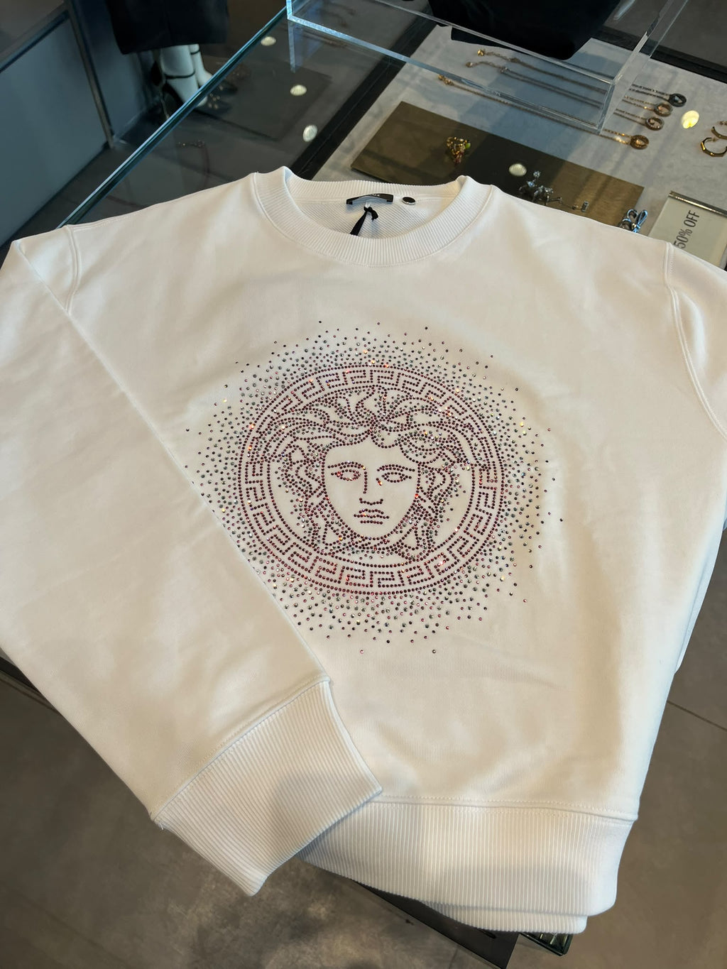 Medusa Crystal Embellished Sweatshirt