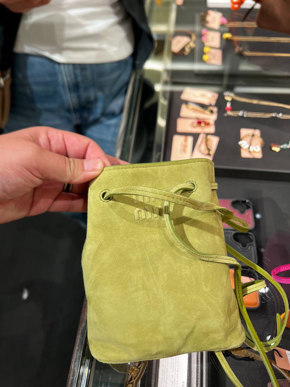 Suede Mini Bucket Bag