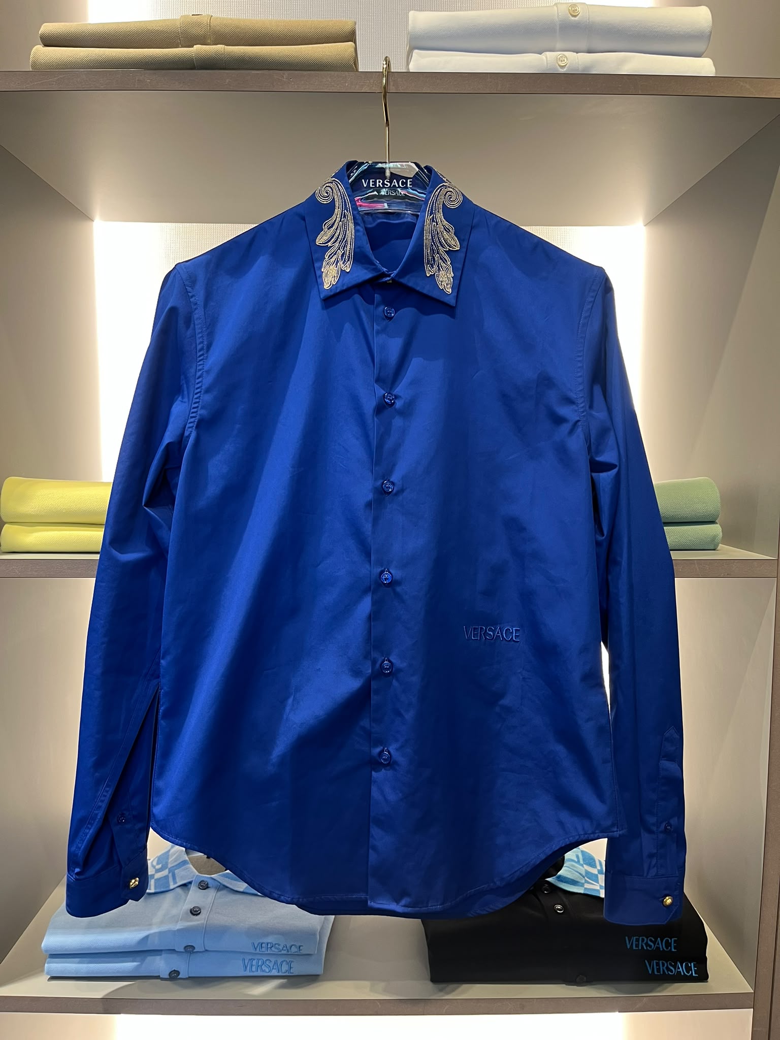 Embroidered Collar Poplin Shirt
