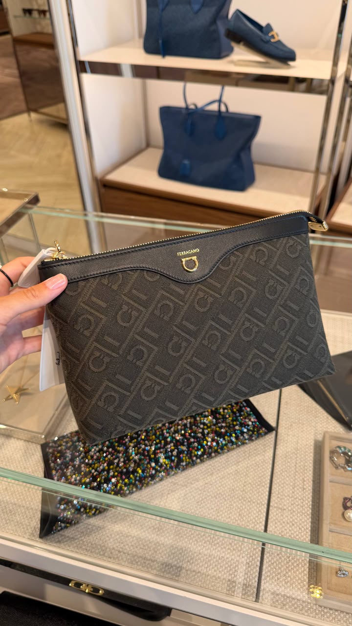 Ferragamo Gancini Monogram Pouch