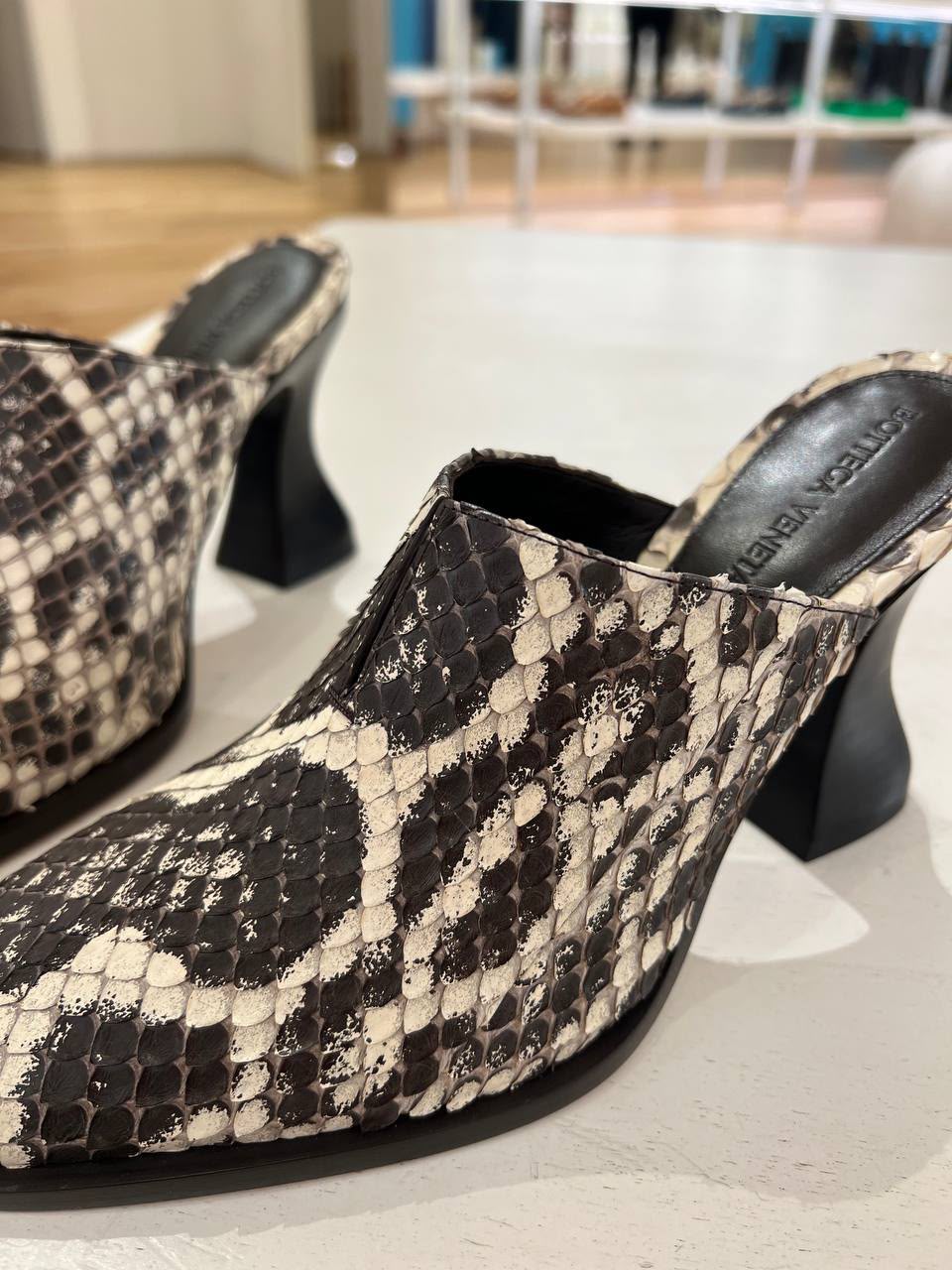 Snake-Effect Leather Mules