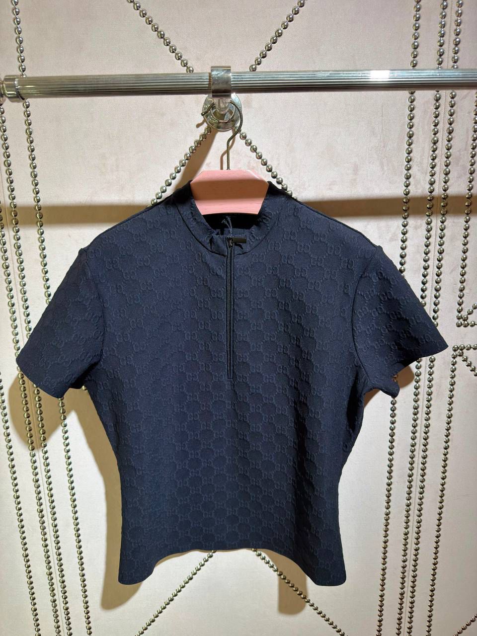 GG Embossed Jersey Zip-Up Top