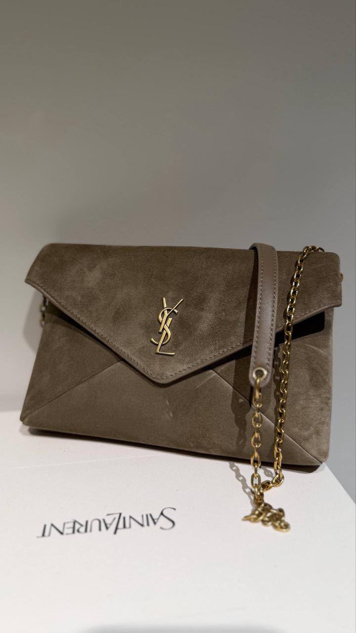 Envelope Chain Wallet in Suede
