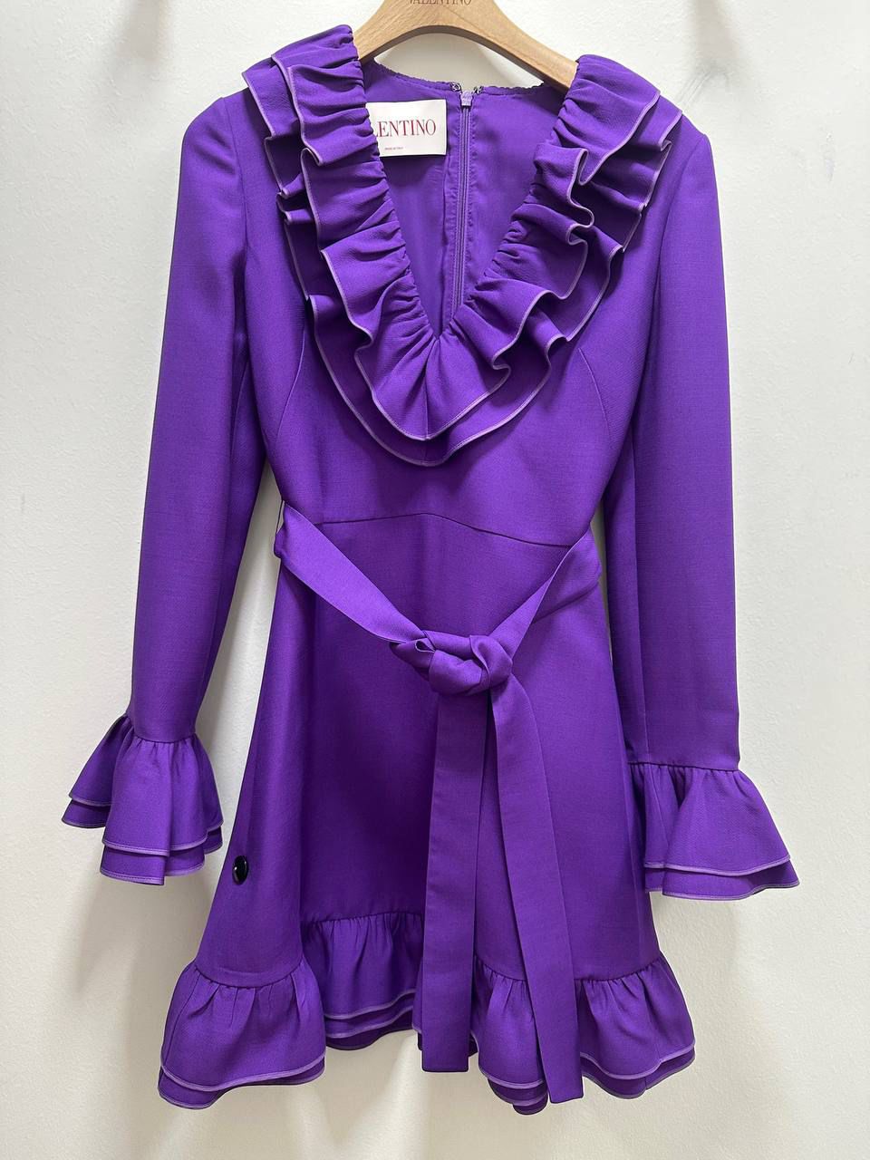 Ruffle-trimmed wool and silk-blend mini dress