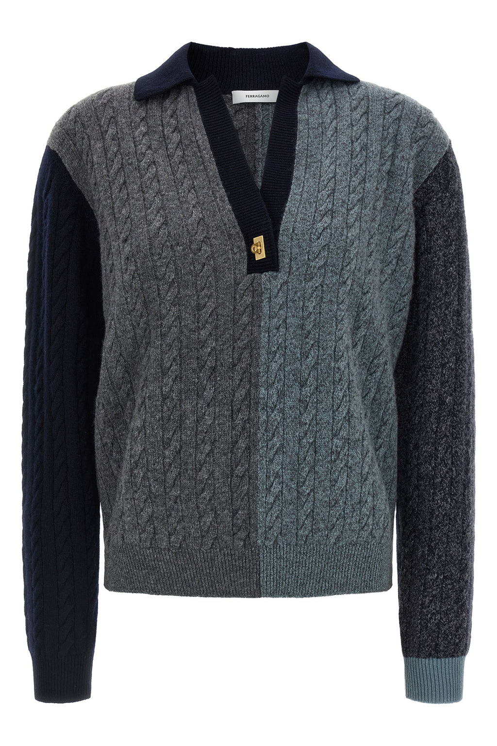 Color block braid sweater