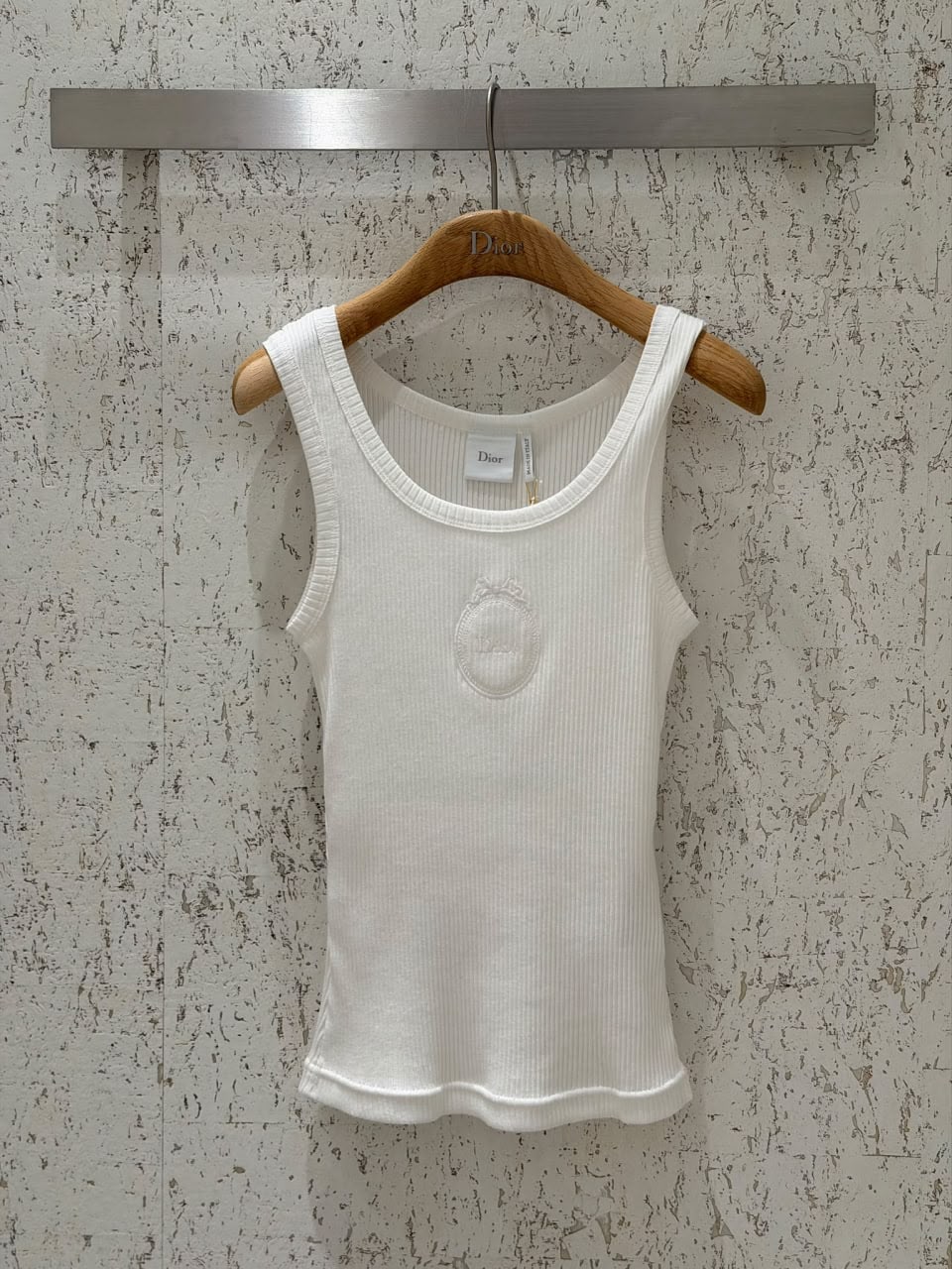 Ribbed Tank Top with Embroidery