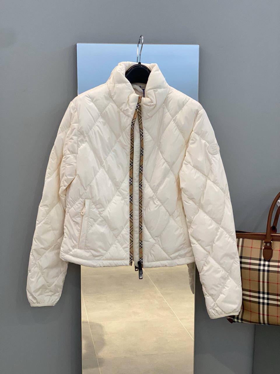 Diamond Quilted Jacket with Check Trim