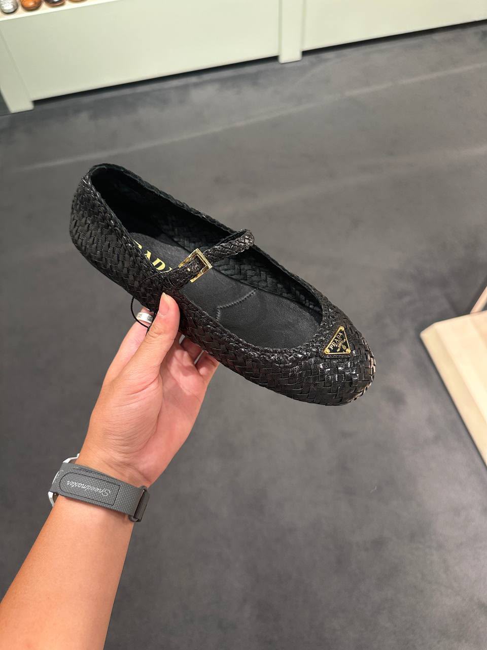 Woven Leather Mary Jane Flats