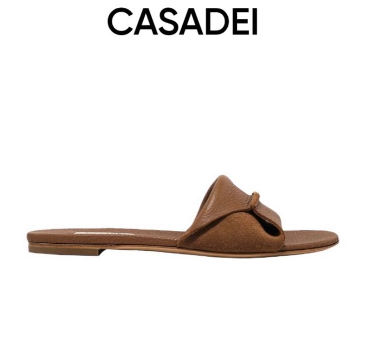 Leather and Suede Flat Slides