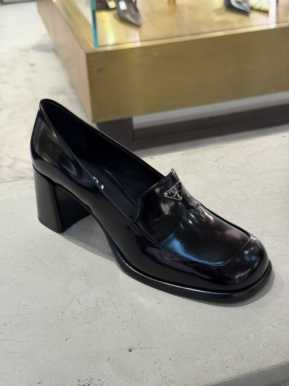Brushed Leather Heeled Loafers