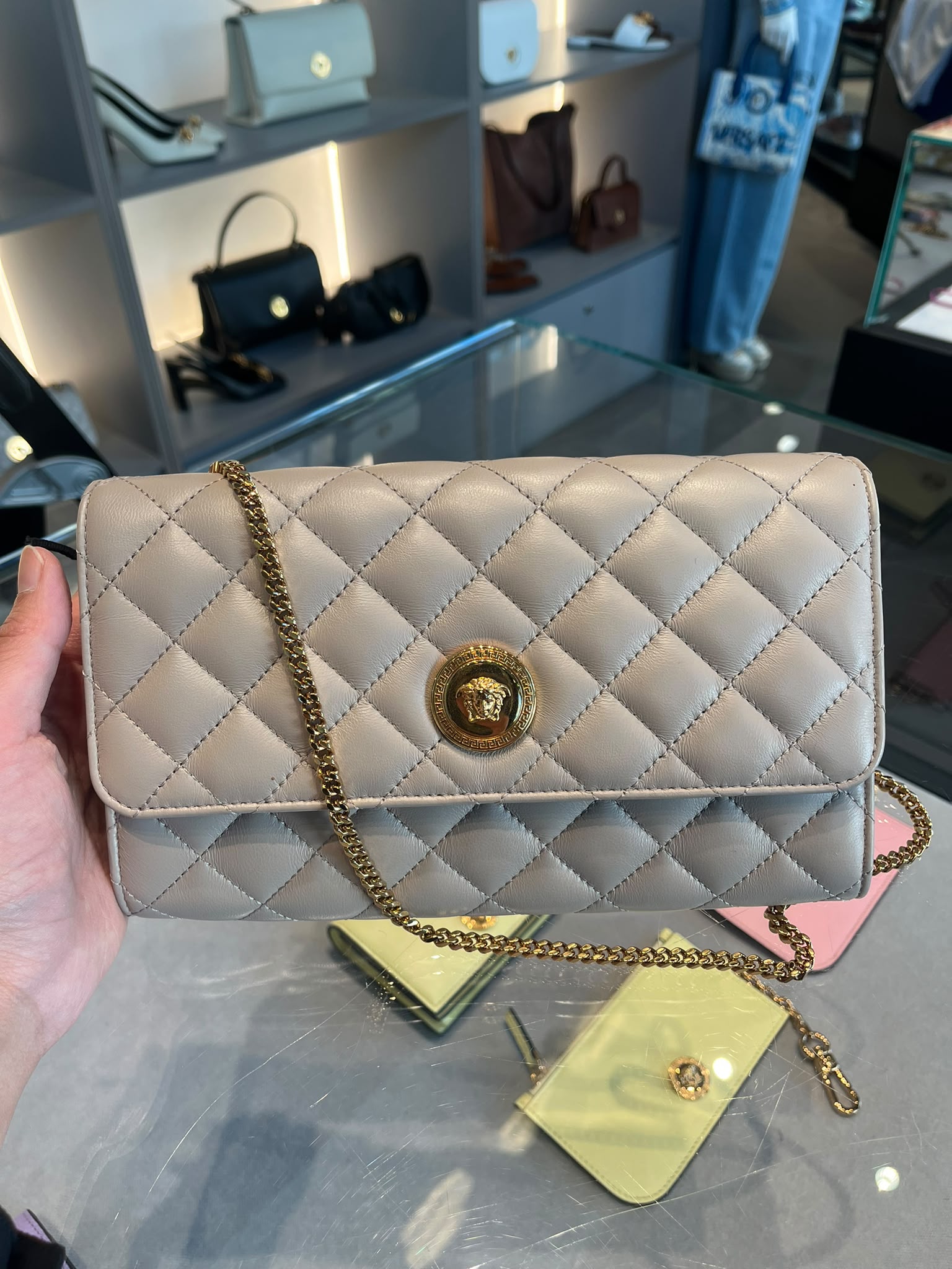 La Medusa Quilted Chain Wallet