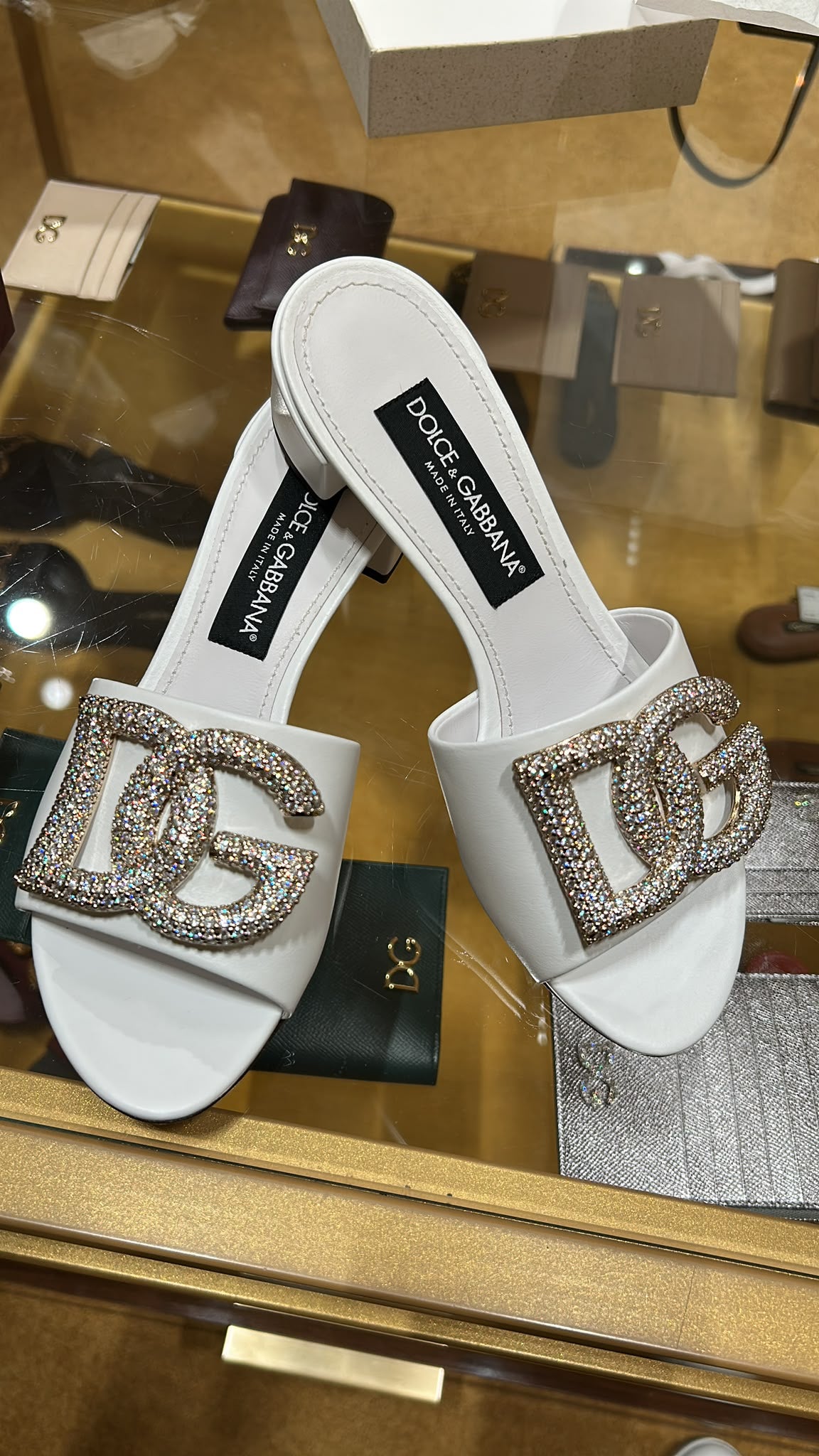 DG Logo Slides in Nappa Leather with Crystals