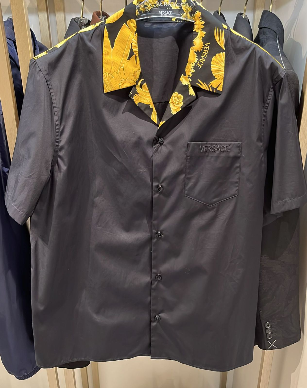 Barocco Print Collar Short-Sleeve Shirt
