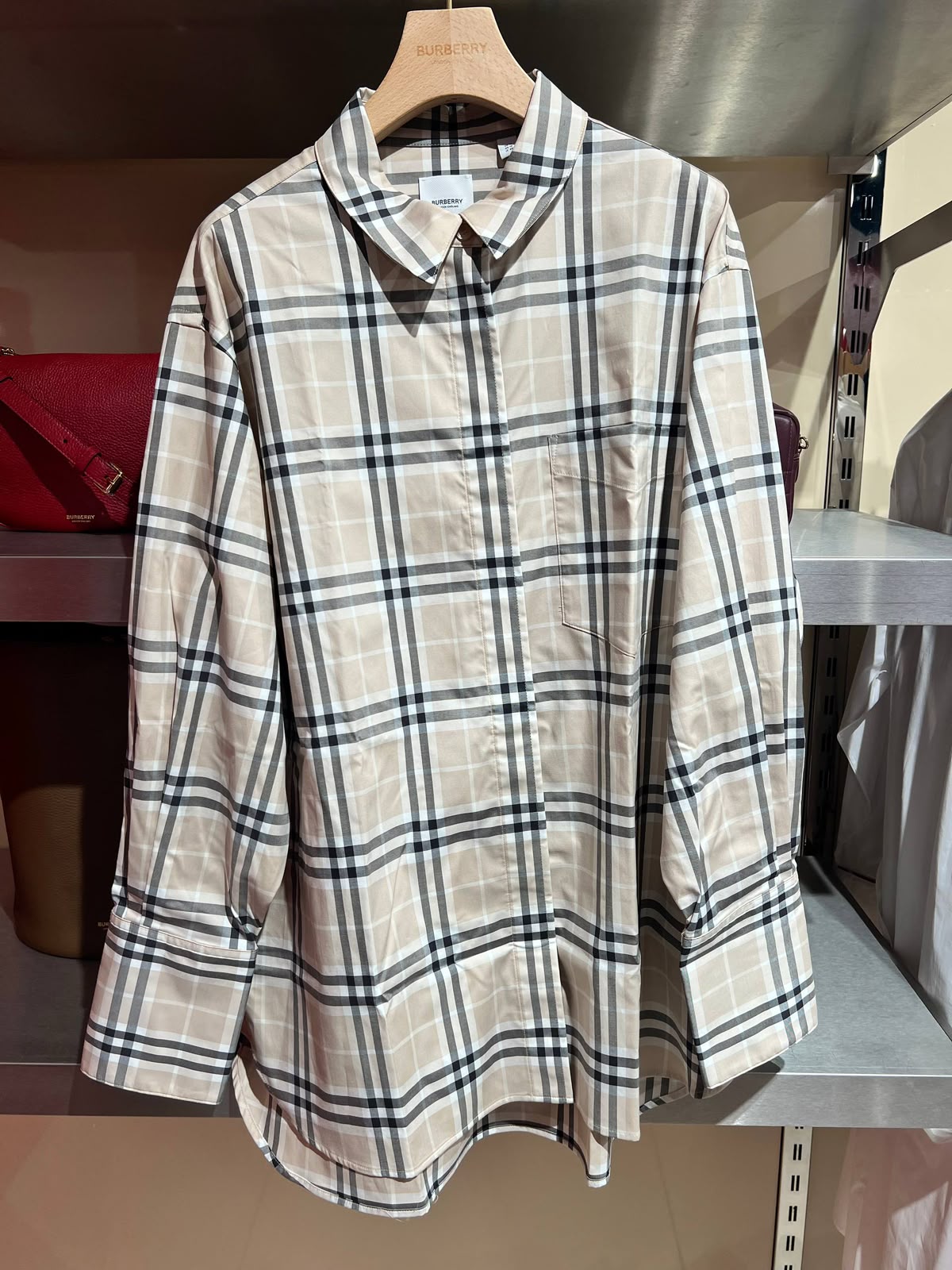 Check Cotton Oversized Shirt