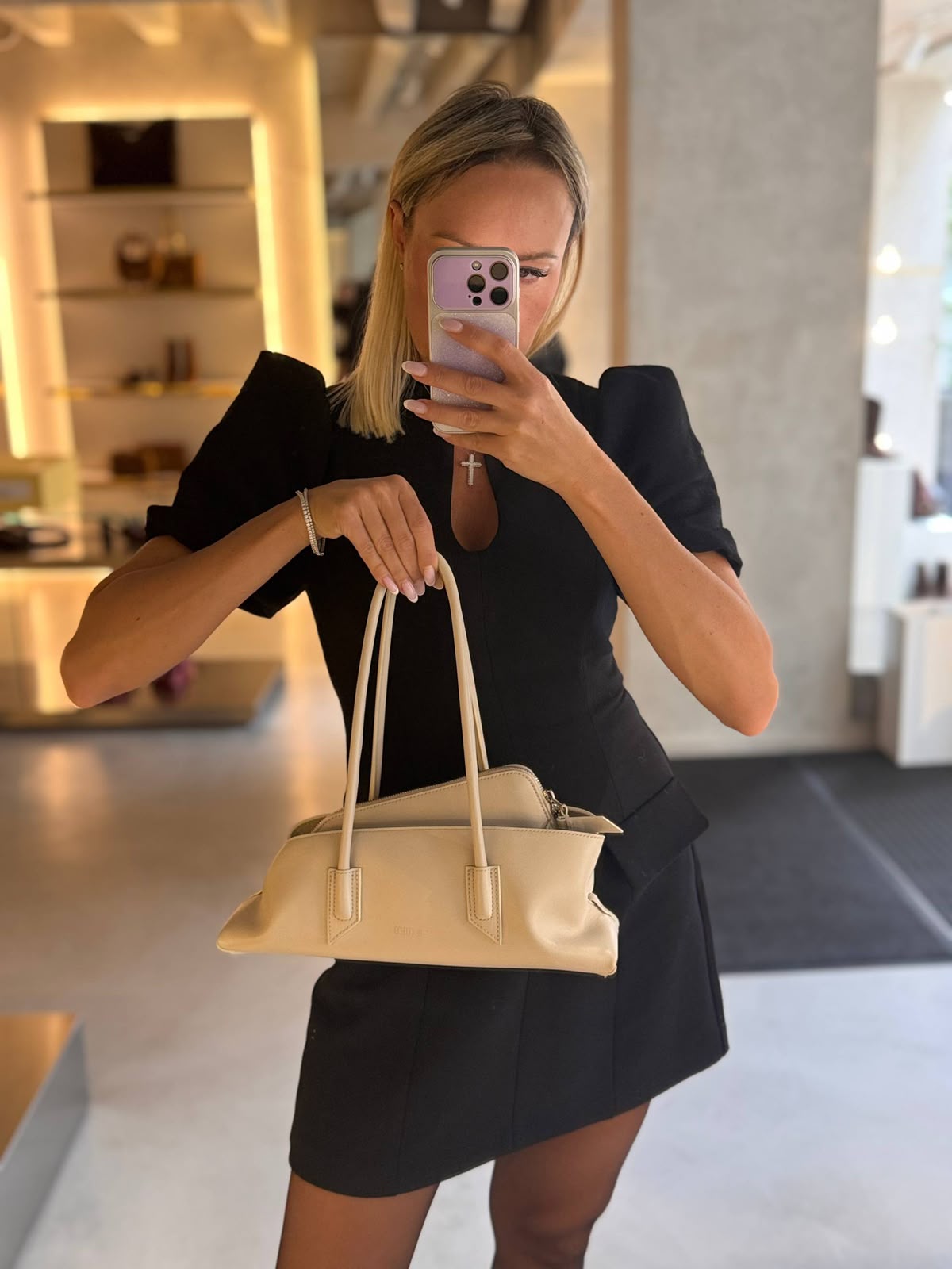 Puff-Sleeve Mini Dress