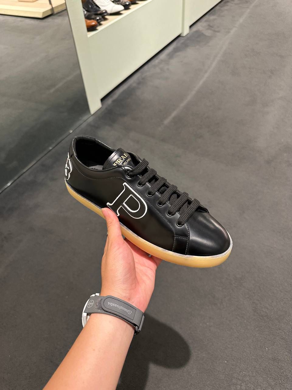 Prada Leather Sneakers with P Logo