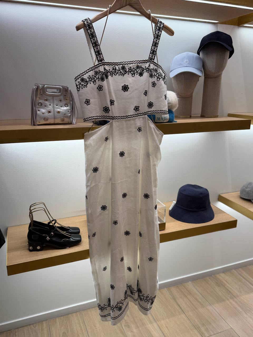 Embroidered cut-out midi dress