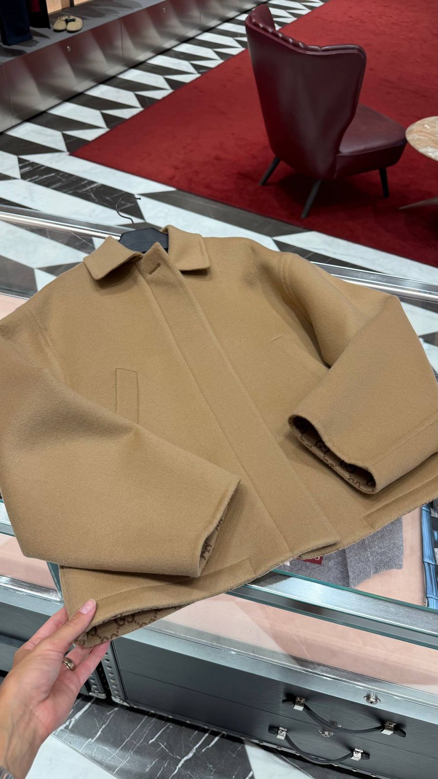 Wool Coat with GG Lining