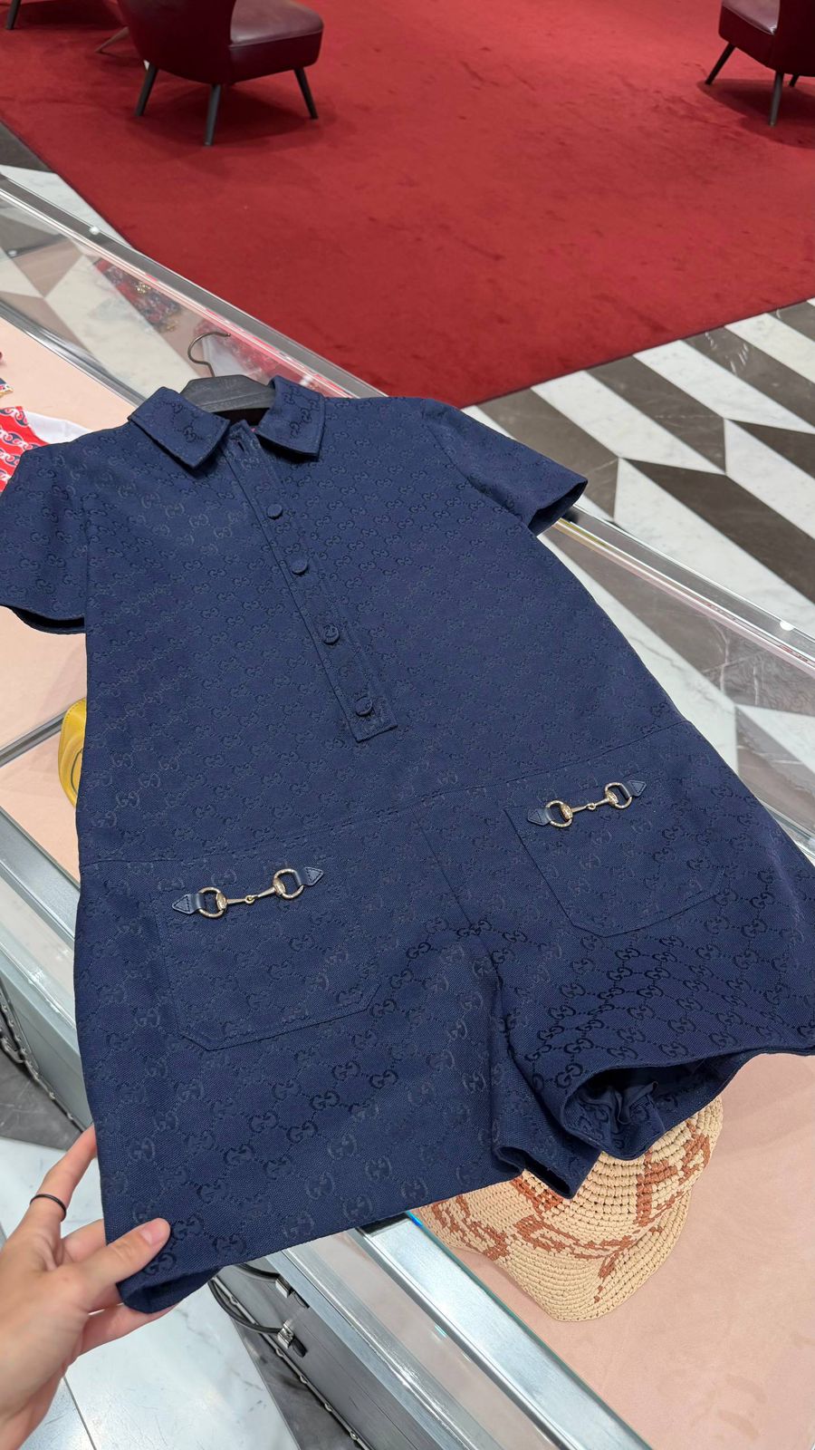 GG canvas playsuit with Horsebit