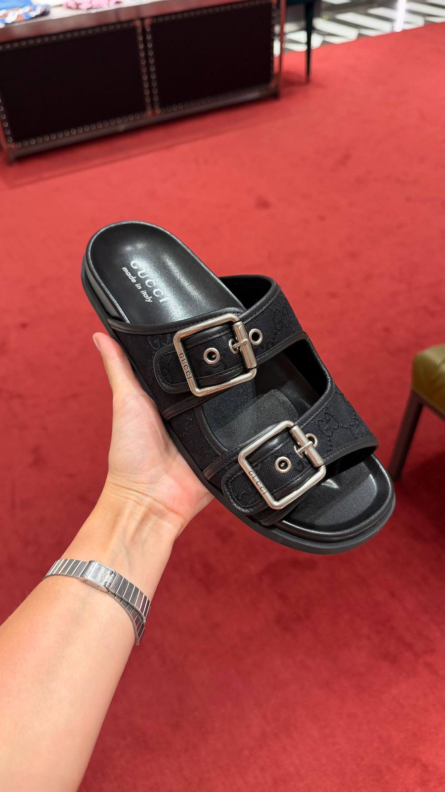 GG Canvas Buckle Slide Sandal